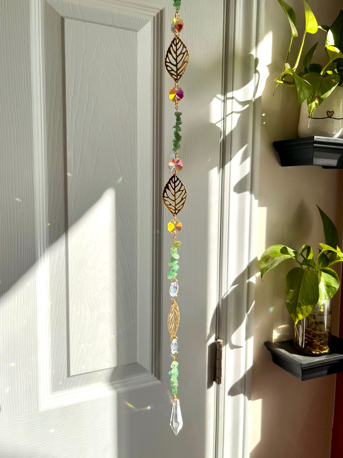 Leaf suncatcher - Green Aventurine